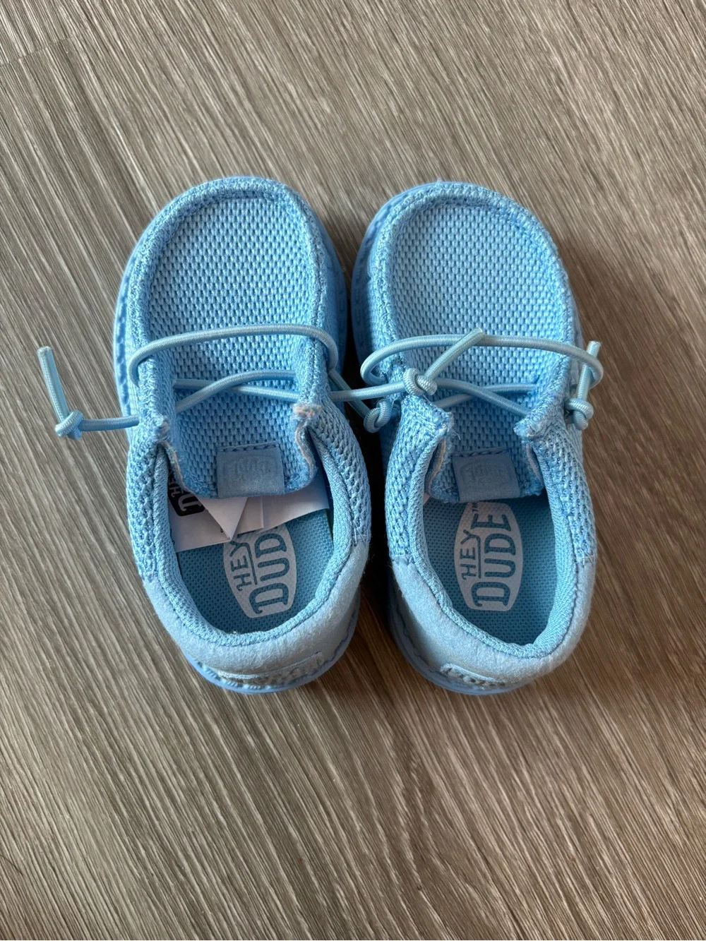 Hey Dude Kids Light Blue Knit Slip-On Moccasins